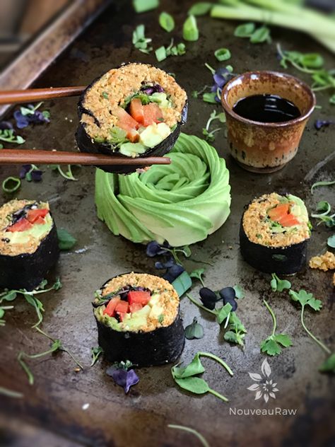 Mock Salmon Pate' Sushi Rolls Raw Vegan Sushi, Vegan Japanese Food, Salmon Pate, Vegan Pate, Sushi Fillings, Vegan Sushi Rolls, Raw Sushi, Vegan Catering, Vegan Plate