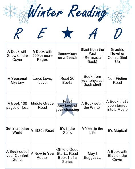 Winter Reading Challenge, December Reads, Reading Bujo, Drop Everything And Read, November Reading, Reading Bingo, Book Journaling, Bookstagram Ideas, Winter Reading