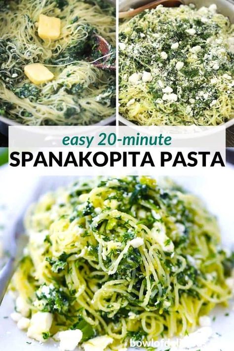 Spanakopita Pasta, Spinach And Feta Pasta, Pasta Spinach, Pasta Spaghetti, Spinach Feta, Greek Pasta, Lemon Dill, Greek Flavors, Feta Pasta