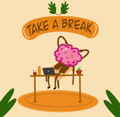 Listen to your brain and take a break from the hectic schedule of life. #illustrationdesign #illustrationoftheday #drawingideas #mentalwellness #procreatedrawing #vectordesign #vectorillustrations #vectorartwork #healthylifetips Break Time Illustration, Take A Break Illustration, Classroom Slides, Brain Illustration, Time Icon, Procreate Drawing, Illustration Procreate, Create Drawing, Drawing Vector