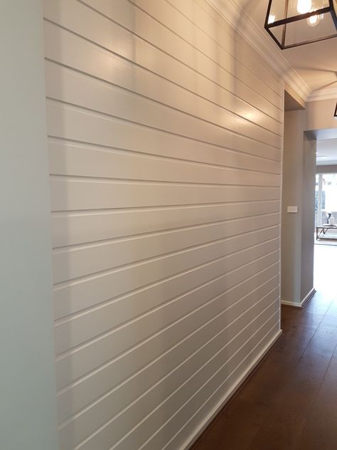 Horizontal timber panelling White Wood Paneling Walls, Painted Horizontal Wood Paneling, Horizontal Wood Paneling Wall, Horizontal Panelling Walls, Wood Wall White, Horizontal Wood Paneling, White Wall Cladding, Horizontal Paneling Walls, Horizontal Wall Panelling