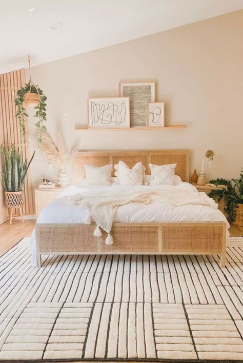 Boho Minimalist Bedroom, Cozy Boho Bedroom, Scandi Bedroom, Scandinavian Design Bedroom, Minimal Bedroom, Boho Style Bedroom, Bohemian Minimalist, Scandinavian Bedroom, Minimalist Room