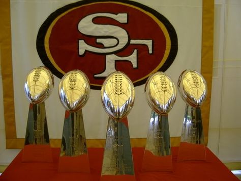 Just a reminder to Seahawks fans what a REAL trophy case looks like. 49ers Nation, Sf Niners, Super Bowl Trophy, 49ers Super Bowl, Nfl Football 49ers, Football 49ers, Forty Niners, San Francisco 49ers Football, Nfl 49ers