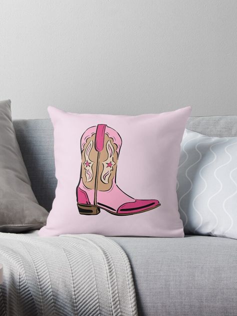 Get my art printed on awesome products. Support me at Redbubble #RBandME: https://www.redbubble.com/i/throw-pillow/Pink-Cowboy-Boot-by-alexnoellejones/146509953.5X2YF?asc=u Pink Cowboy Boot, Pink Cowboy Boots, Pink Cowboy, Pillow Pink, Remodel Bedroom, Cowboy Boot, Designer Boots, A Pillow, Designer Throw Pillows