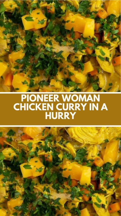 This easy Pioneer Woman Chicken Curry in a Hurry is a creamy and flavorful meal that comes together in just 30 minutes! Packed with nutritious ingredients like sweet potatoes and rotisserie chicken, it’s perfect for busy weeknights. Feel free to swap in your favorite veggies for extra flexibility and flavor! Curry In A Hurry Pioneer Woman, Pioneer Woman Recipes Chicken, Chicken Curry In A Hurry, Pioneer Kitchen, Pioneer Woman Chicken, Chicken Curry Soup, Curry In A Hurry, Chicken Sweet Potato, Pioneer Woman Recipes