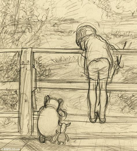 This lost sketch that is the first ever depiction of the game Poohsticks by famed illustrator E.H Shepard has been found after 87 years Lost Sketch, Eh Shepard, Disney Concept Art, Disney Sketches, Arte Sketchbook, A Pencil, Childrens Illustrations, Disney Drawings, A Drawing