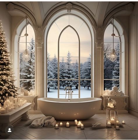 Christmas Decor Bathroom, Bathroom With A View, Winter Bathroom, Luxury Christmas Decor, Interior Design Instagram, Instagram Bathroom, Home Id, Beautiful Houses Interior, Christmas Interiors