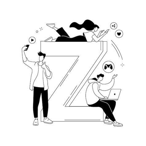 Generation Z Illustration, Wall Cartoon Drawing, Gen Z Instagram, Gen Z Design, Z Generation, Wall Cartoon, Doodle Cats, Wallpaper Backdrop, Z Design