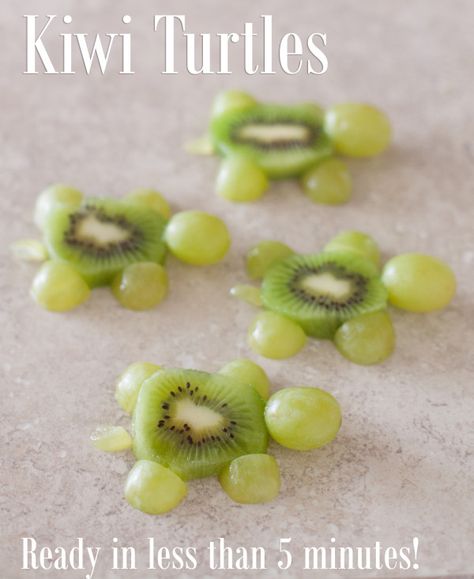 These cute kiwi turtles are an easy kid snack ready in just five minutes. EatingRichly.com Kiwi Turtles, Easy Kid Snack, Toddler Snack, Easy Snacks For Kids, Food Art For Kids, Decorações Com Comidas, Preschool Snacks, Cute Snacks, Fun Snacks For Kids