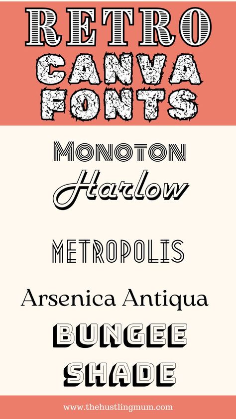 Retro Canva Fonts Retro Canva Fonts, Vintage Fonts Alphabet, Canva Font Combinations, Old School Fonts, Modern Fonts Free, Trending Fonts, Canva Font, Canva Fonts, Font Combo