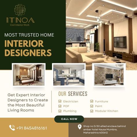 The most trusted designers of home interiors. We can help you select the right carpet, furniture and accessories that suit your style and budget...!!
.
.
Contact Detail - 8454816161
. Interior Design Flyer Templates, Interior Design Creative Ads Poster, Interior Design Pamphlet, Interior Flyer Design, Interior Design Ads, Interior Design Flyer, Interior Posts, Art Deco Design Graphics, Interior Designer Business Card