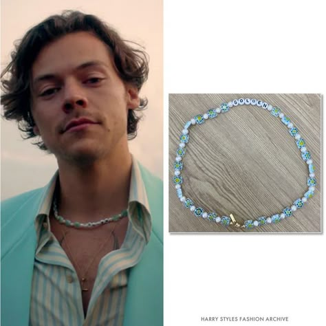 Harry Styles Bead Necklace, Harry Beaded Necklace, Eliou Necklace, Harry Styles Accessories, Golden Music Video, Harry Styles Necklace, Harry Styles Jewelry, Harry Styles Fashion, Golden Music