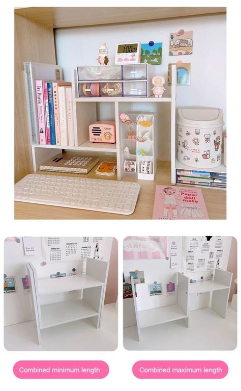 Gaeaspace  -  Kawaii Storage Shelf DIY Desk Holder Office Desktop Organizer Table Organizer Bookshelf Insert Shelve For Kids Room Storage Shelf Diy, Study Table Organization, Diy Study Table, Kids Room Shelves, Bookshelf Insert, Desk Holder, Table Organizer, Room Organization Bedroom, Diy Desk Decor