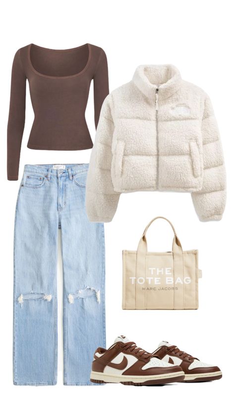 #ootd #aesthetic #fashion #style #outfitinspo #outfit #outfitideas #outfitidea #fall #fallaesthetic #fallgirlaesthetic #fallfit #falloutfit #autumn #autumnoutfit #brownoutfits #dunks #winter #winteroutfit Brown Dunks Outfit, Brown Dunks, Dunks Outfit Woman, Dunk Outfit, Dunks Outfit, Ootd Aesthetic, Europe Outfits, Fall Fit, Easy Winter Outfit