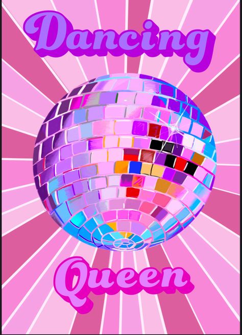 You Are The Dancing Queen, Dancing Queen Wallpaper, Disco Living Room, Disco Ball Doodle, Dancing Queen Aesthetic, Disco Cartoon, Dancing Queen Disco Ball, Disco Ball Drawing, Disco Illustration