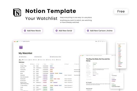 Watchlist Notion Template, Notion Watch List Template, Notion Movie List Template, Notion Watch List, Notion Watchlist, Notion Template Free, Notion Inspo, Notion Ideas, Ipad Aesthetic