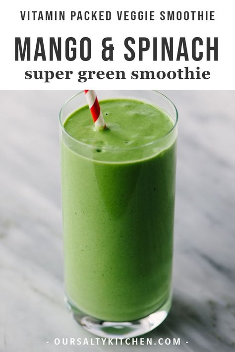 Healthy Milkshake, Super Green Smoothie, Recipe Mango, Green Drink, Green Mango, Post Workout Snacks, Spinach Smoothie, Workout Snacks, Mango Smoothie