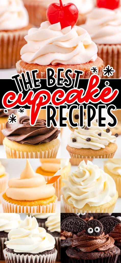 The Best Cupcake Recipes will become new family favorites and are perfect for each and every one of your occasions! Cupcakes are perfect for parties, celebrations, and any time you just need a delicious and incredibly sweet pick me up dessert. These recipes are some to fall in love with! Cupcakes For Birthday Party, Award Winning Cupcakes Recipes, Easy Party Cupcakes, Cupcakes Using Cake Mixes, Easy Cupcake Decorating Ideas For Kids, Jumbo Cupcake Recipes, Easy Cupcakes Recipes, Happy Birthday Cupcakes For Men, Birthday Cupcake Recipes