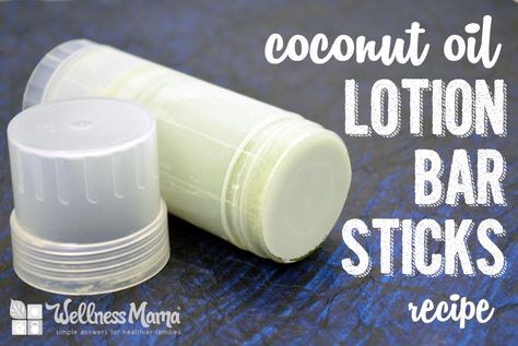 Homemade coconut oil lotion bar sticks recipe with only two ingredients: beeswax and coconut oil. Use on dry skin to moisturize, nourish and protect skin. Coconut Oil Lotion, Lotion Bars Recipe, Homemade Coconut Oil, Lotion Stick, Stick Diy, Diy Coconut Oil, Coconut Oil Skin Care, Wellness Mama, Diy Lotion