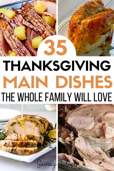 We've collected a bunch of recipes for main dishes that you can serve on Thanksgiving . There are also about a million and one ways to make turkey. #thanksgiving #thanksgivingrecipes Main Dishes For Thanksgiving Dinner, Thanksgiving Main Dishes Meat, Thanksgiving Recipes Main Dish, Meats For Thanksgiving Other Than Turkey, Meat For Thanksgiving Dinner, Thanksgiving Dinner Recipes Main Dishes, Thanksgiving Entrees Main Dishes, Thanksgiving Recipes Main Course, Thanksgiving Main Dishes Not Turkey