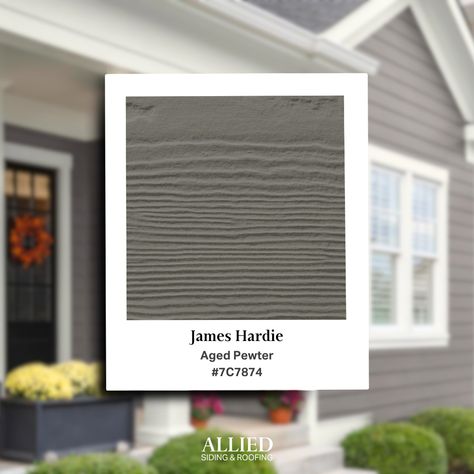 Aged Pewter is part of the James Hardie Statement Collection! This collection has 18 unique colors and multiple textures and designs to choose from. 

Visit our website to see more options: https://www.buildwithallied.com/services/siding/james-hardie-design Aged Pewter Hardie Siding, Hardie Vertical Siding, Hardie Siding Ideas, James Hardie Siding Ideas, Hardie Siding Colors, James Hardie Siding Colors, James Hardie Siding, Hardie Siding, Fiber Cement Siding