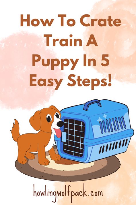 How To Crate Train A Puppy In 5 Easy Steps: Crate training your puppy doesn't need to be overwhelming and can be a breeze with these simple steps. Follow this 'How To Crate Train a Puppy' guide and you'll have a pup who loves their crate in no time! Kennel Training A Puppy, Crate Training Schedule, Puppy Guide, Crate Training Dog, Crate Train, Train A Puppy, Train Your Puppy, Puppy Pads Training, Crate Training Puppy