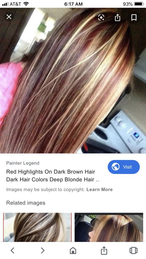 Auburn Lowlights, Red Lowlights, Blonde With Red Highlights, Hair Lowlights, Red And Blonde, Hairstyles Anime, Brown Hair With Blonde, Hair With Blonde Highlights, Hair Highlights And Lowlights