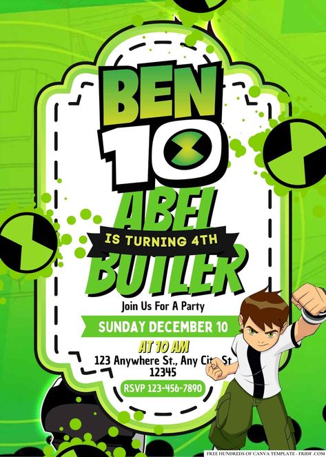 FREE Editable Ben 10 Birthday Invitations Check more at https://www.fridf.com/free-editable-ben-10-birthday-invitations/ Ben 10 Birthday, 10th Birthday Invitation, 10 Birthday, Ben 10, Easy Drawings, Birthday Invitations, Birthday, 10 Things