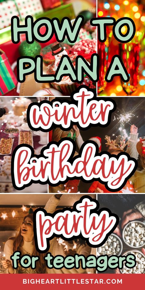 Need easy winter birthday party ideas for teens? We've got you covered with simple yet awesome themes and activities that guarantee fun! Whether it's a cozy indoor gathering or an adventurous outdoor event, these party ideas will make your teen's winter birthday special. Plan the perfect celebration with these great party ideas for teens! Winter Birthday Parties, Winter Indoor Birthday Party Ideas, Cozy Winter Party Ideas, Birthday Party Ideas During Winter, Teenage Theme Party Ideas Winter Bday Party Activities, Teenage Birthday Party Themes, 16th Birthday Activity Ideas, Cozy Party Theme, 14th Girl Birthday Party Ideas, Winter 16th Birthday Party Ideas, Birthday Party Theme Ideas For Teenagers, Hotel Party Ideas For Teens, Sweet 16 Party Ideas Themes Winter