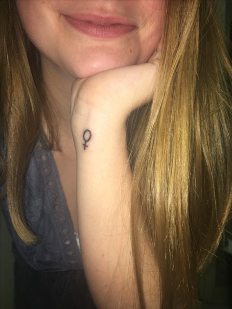 Female Gender Symbol Tattoo, Female Sign Tattoo Symbols, Female Symbol Tattoo, Female Gender Sign, Female Sign, Sign Tattoo, Tattoo Wrist, Symbol Tattoo, Female Symbol