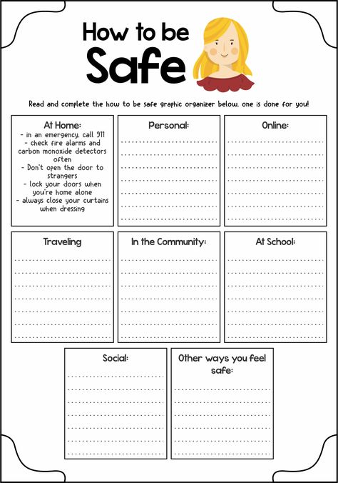 Emergency Situations Worksheet, Public Safety Worksheets For Grade 3, Safety Plan For Kids Mental Health, Personal Safety Activities For Kids, Safety At Home For Kids Worksheets, Safety Worksheets For Kids, Safety Activities For Kids, Emotion Activities, Safety Worksheets