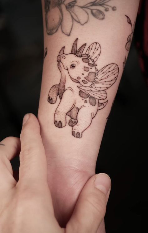 Triceratops Tattoo, Tattoo Fairy, Dinosaur Tattoos, Stylist Tattoos, Fairy Tattoo, Skin Art, Cute Tattoos, Tattoos And Piercings, I Tattoo