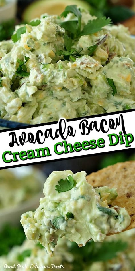 Bacon Cream Cheese Dip, Bacon Dip Recipes, Avocado Dip Recipe, Avocado Recipes Dinner, Avocado Recipes Healthy, Avocado Recipe, Cream Cheese Dip, Delicious Dips, Avocado Dessert