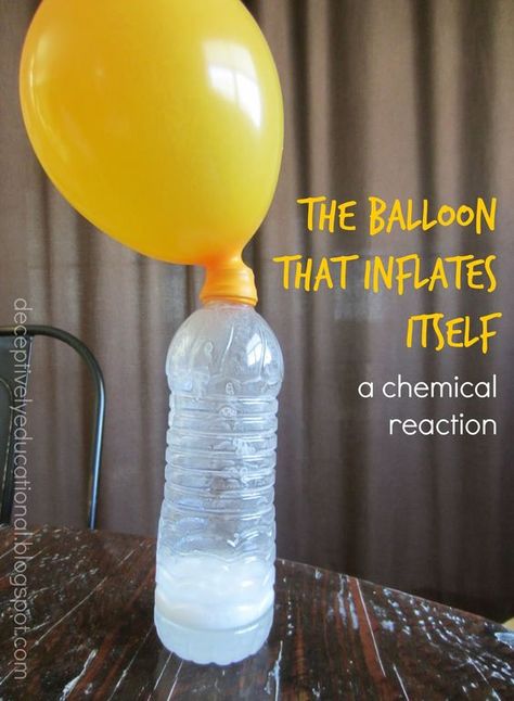 Relentlessly Fun, Deceptively Educational: The Balloon that Inflates Itself (a Science Experiment) Science Crafts For Kids, Balloon Science Experiments, Vetenskapliga Experiment, Balloon Experiment, Science Experience, Science Week, Summer Science, Science Experiments For Preschoolers, Science Crafts