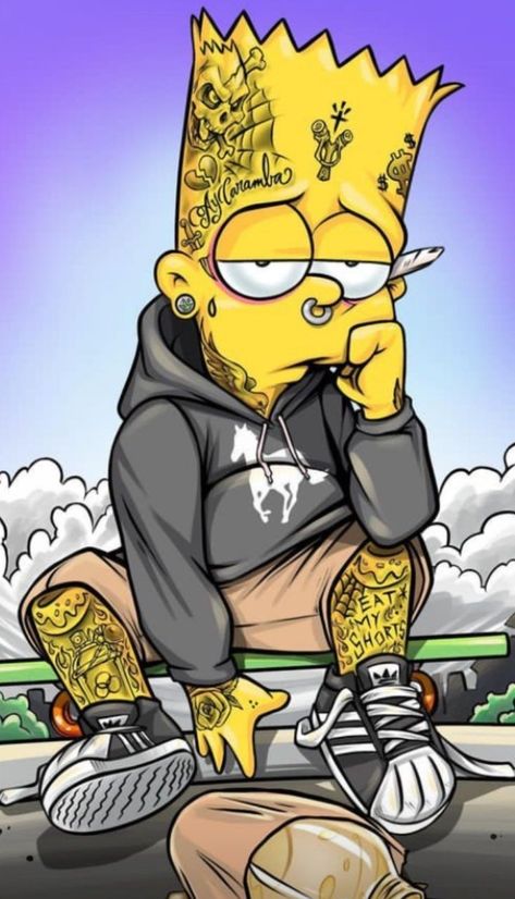 Premade Background, Body Illustration, Bart Simpson Art, Simpsons Tattoo, Add Background, Trippy Cartoon, Image Dbz, Dope Cartoons, Simpsons Drawings