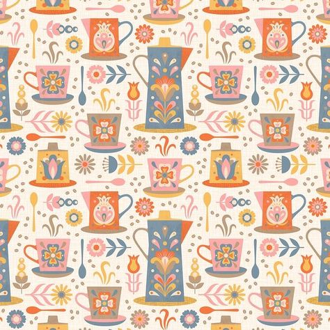 Swedish Coffee, Friends Kitchen, Floral Folk Art, Mushroom Wallpaper, Tea Food, Scandinavian Folk Art, Coffee Pots, Elements Of Art, Design Challenges