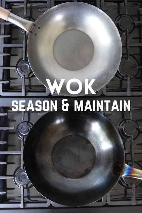 Wok Cooking Recipes, How To Season A Wok, Chinese Cooking Tools, How To Season A Carbon Steel Wok, Chinese Delicacies, Best Wok, Cookware Essentials, Wok Pan, Smell Nice