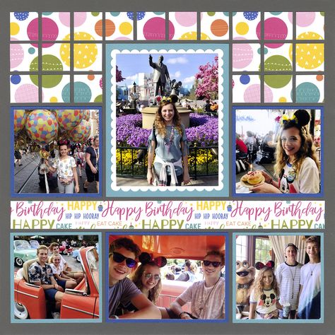 10 Fantastic Birthday Scrapbook Ideas Scrapbook Birthday Ideas Photo Layouts, Birthday Scrapbook Layouts Ideas, Party Scrapbook Layouts, Birthday Scrapbook Ideas, Birthday Borders, 2024 Scrapbook, Layout System, 2022 Scrapbook, Birthday Layout