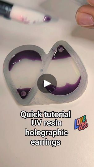 1.1K views | Quick uv resin tutorial of making holographic earrings | SV Epoxy Design Uv Resin Tutorial Videos, Uv Resin Jewelry Diy, Uv Resin Tutorial, Holographic Earrings, Uv Resin Crafts, Uv Resin Ideas, Uv Resin Jewelry, Epoxy Design, Resin Jewelry Diy