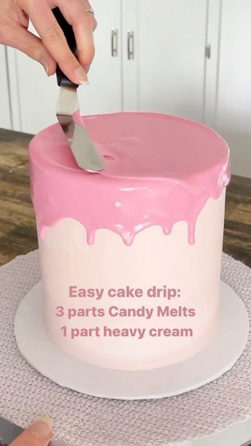 Poured Frosting On Cake, Colored Ganache Drip, Small Drip Cake, Drip Frosting On Cake, Cake Drip With Candy Melts, Candy Melt Drip Recipe, How To Drip Icing On Cake, Whipped Icing Cake Designs, Cake Decorating Ideas Simple