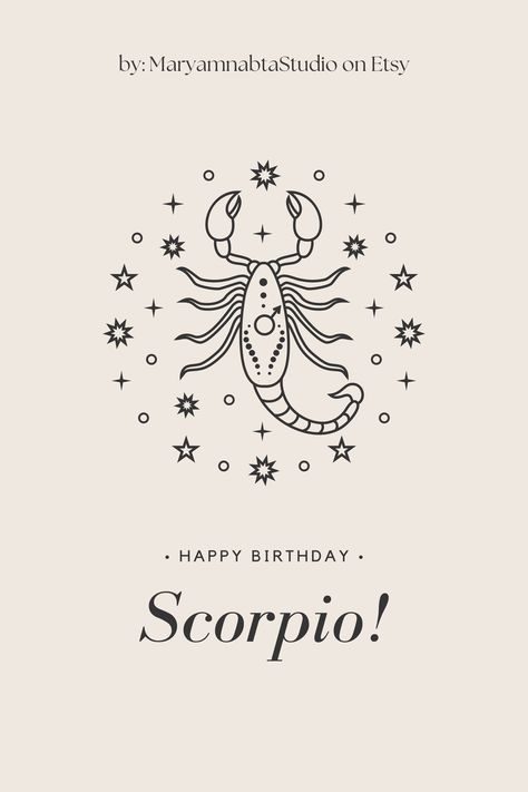 Scorpio Birthday card, digital download, printable on etsy Happy Birthday Scorpio, Life Quotes Happy, Scorpio Energy, Quotes Popular, Quotes Wise Words, Scorpio Birthday, Zodiac Designs, Quotes Happy, Daily Word