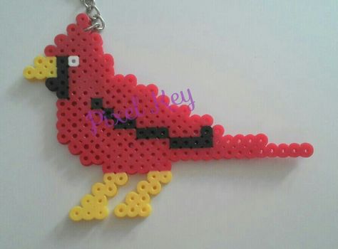 Perler Cardinal, Cardinal Perler Bead Patterns, Bird Perler Bead Patterns, Bead Templates, Kandi Beads, Sock Snowman, Perler Ideas, Pixel Art Templates, Perler Bead Templates