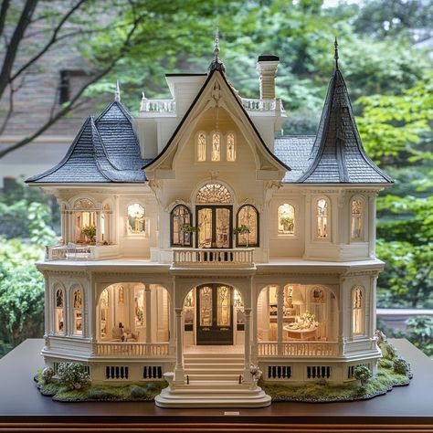 Facebook Doll House Mansion, Lovely Houses, Diy Farmhouse Ideas, Model Houses, Dollhouse Inspiration, House Mansion, Diy Miniatures, Old Hollywood Glam, Cat Enclosure