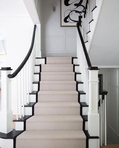 SHOPHOUSE on Instagram: “Going Up Photography : @rachelmcginnphotography #shophousedesign #interiors #decor #mainlineinteriors #interiordesign #classicist…” Black And White Hallway, Black And White Stairs, Black Staircase, White Staircase, Black Stairs, Staircase Runner, White Stairs, Traditional Staircase, House Staircase