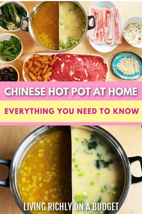 Make Chinese hot pot at home a step by step guide. Vegetarian Hot Pot Recipe, Hot Pot Recipes, Hot Pot Soup Base, Hot Pot At Home, Chinese Hot Pot, Hot Pot Soup, Hot Pot Recipe, Spicy Soup, Dipping Sauces