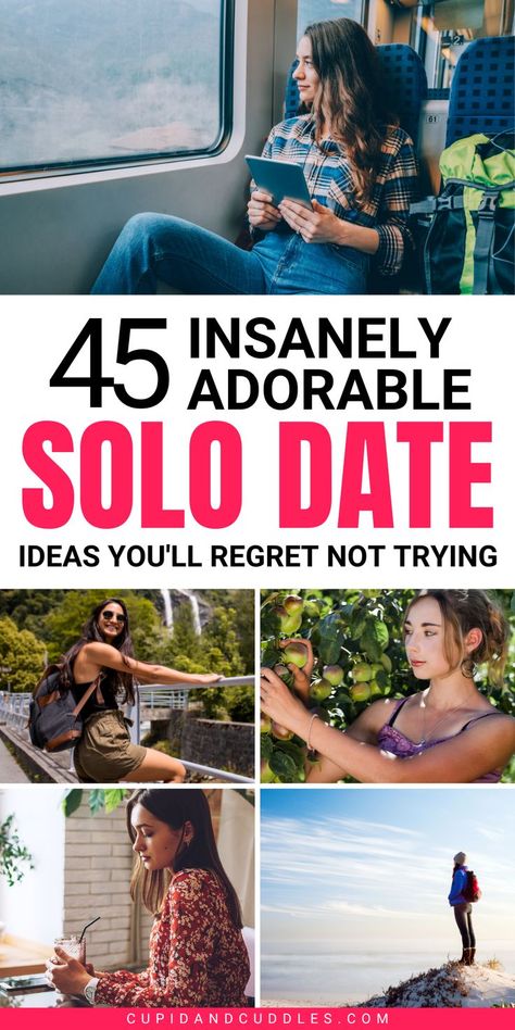 How Long Are You Gonna Depend On Others For Fun, Huh? It’s Time To Take Yourself On A Solo Date! I know it sounds weird at first but you have no idea how exciting solo dates can be. Get down here to try the best, most exciting solo date ideas ever. Date Ideas For Singles, Solo Weekend Ideas, Things To Do As A Single Woman, Date Ideas Simple, Self Dates, Self Date Ideas, Solo Date Aesthetic, Self Date, Date Ideas At Home