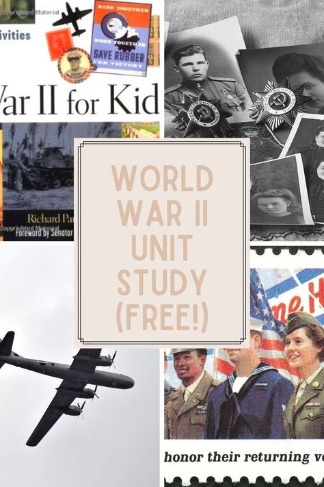 Get some great ideas for a World War II unit study using stuff you already have around the house. Includes book list for a library search! Free Unit Studies, Country Unit Study, World History Curriculum Homeschool, Homeschool Country Unit Study, Ww2 Books, Middle School History, Unit Studies Homeschool, Social Studies Unit, World Movies