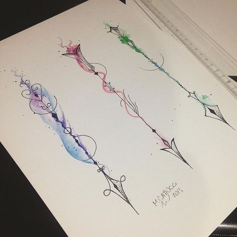 Arrow Tattoos For Women, Dragons Tattoo, Arrow Tattoo Design, Dragon Tattoo For Women, Watercolor Tattoos, Friendship Tattoos, Arrow Tattoo, Dragon Tattoo Designs, Arrow Tattoos