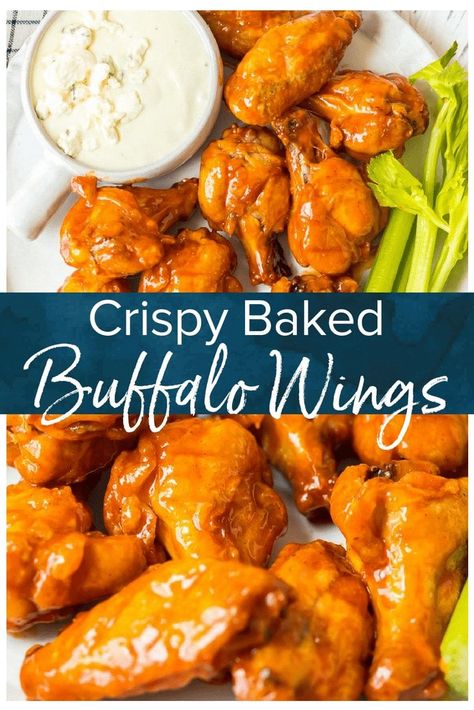 Buffalo Wings are a must for tailgating! This crispy baked buffalo wings recipe is covered in our homemade buffalo sauce for the perfect hot and spicy flavor. Baked Buffalo Chicken Wings are a real crowd pleaser and perfect for game day parties. You're going to love these crispy buffalo wings! #thecookierookie #buffalowings #wings #chickenwings #appetizers #gameday Buffalo Wings Sauce Recipe, Baked Buffalo Chicken Wings, Buffalo Wings Recipe Baked, Baked Hot Wings, Wings Buffalo, Buffalo Wings Recipe, Wings Recipe Baked, Baked Buffalo Wings, Hot Wing Recipe