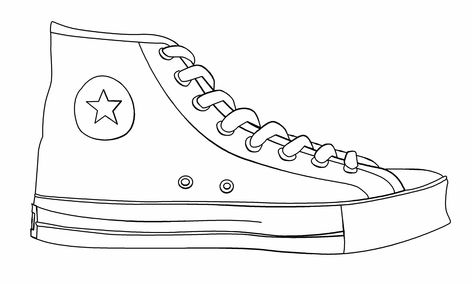 Free Shoes Coloring Pages Pdf - Coloringfolder.com Pete The Cat Shoes, Shoe Template, Chuck Taylor Shoes, Cat Shoes, Shoes Drawing, Pete The Cat, Small Drawings, Free Shoes, Shoe Art